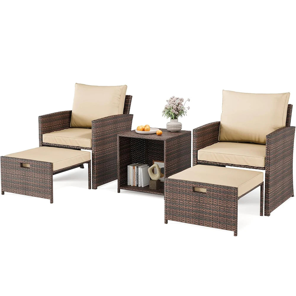 5-Piece All-Weather PE Rattan Patio Set