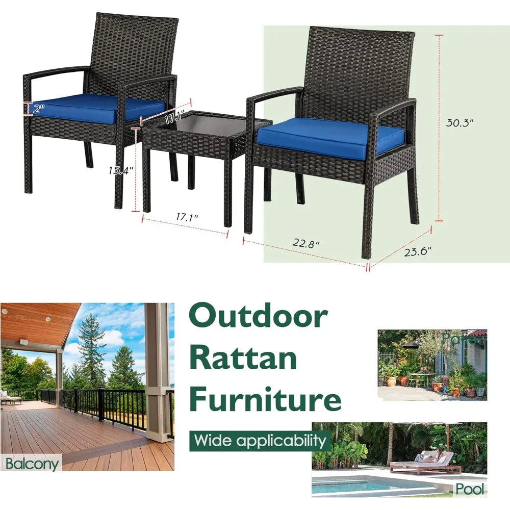 Outdoor Patio Furniture Conversation Set with Soft Cushion