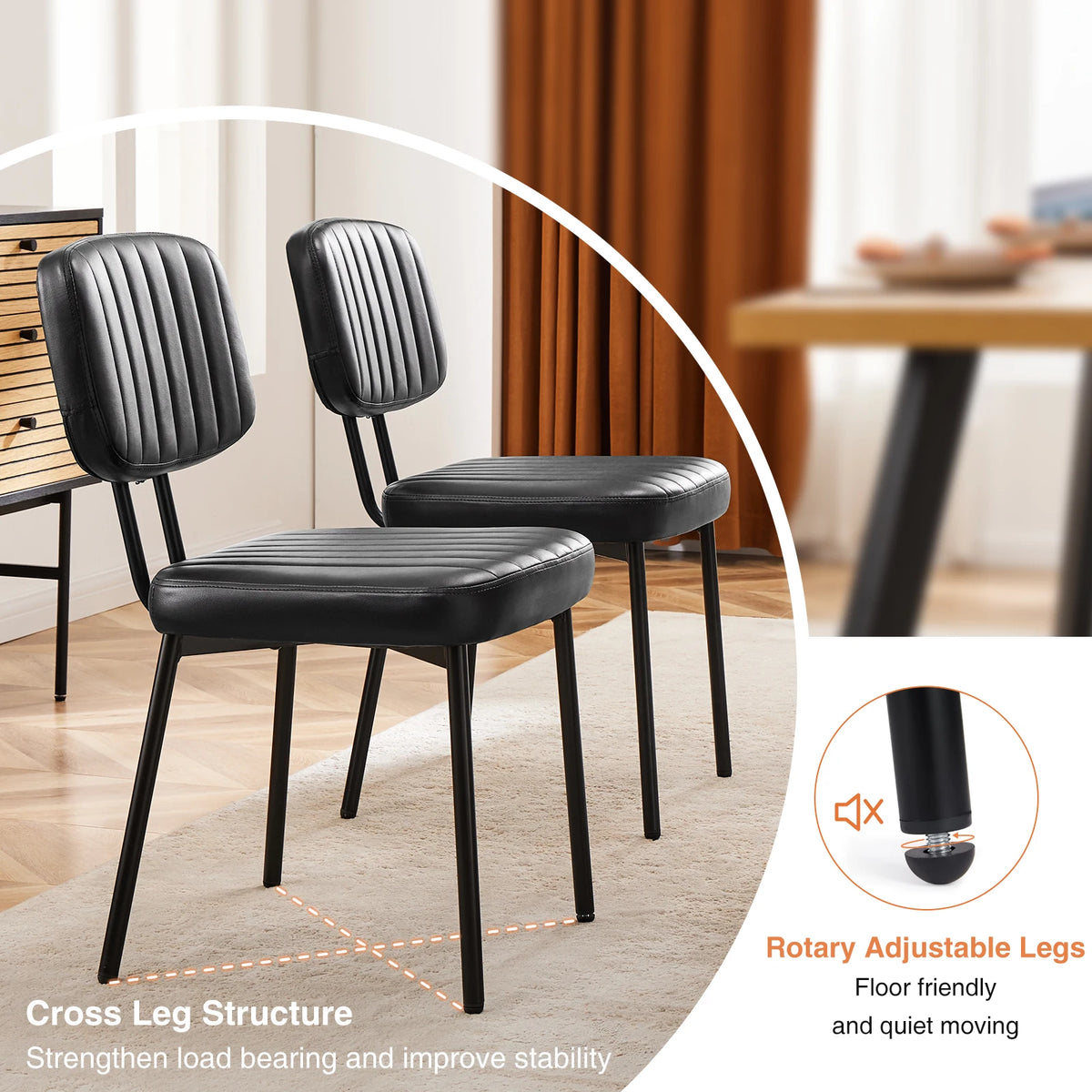 Ergonomic Lumbar Support PU Leather Foam Sponge Cushion Seat and Metal Legs