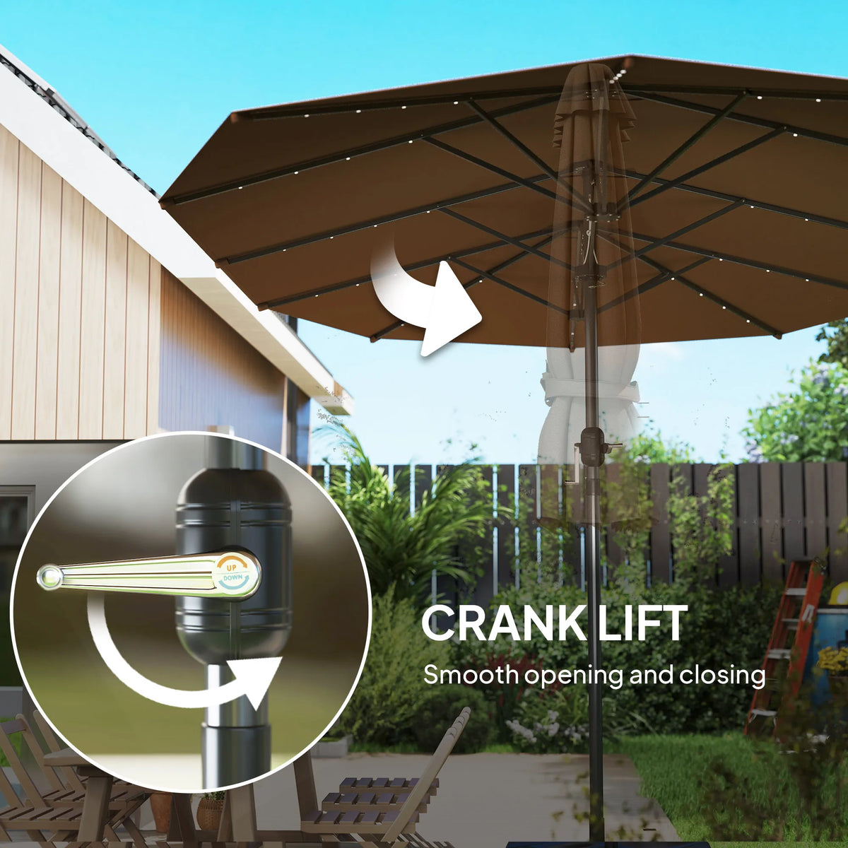 Double Umbrella Sun Shade with LED Solar Light