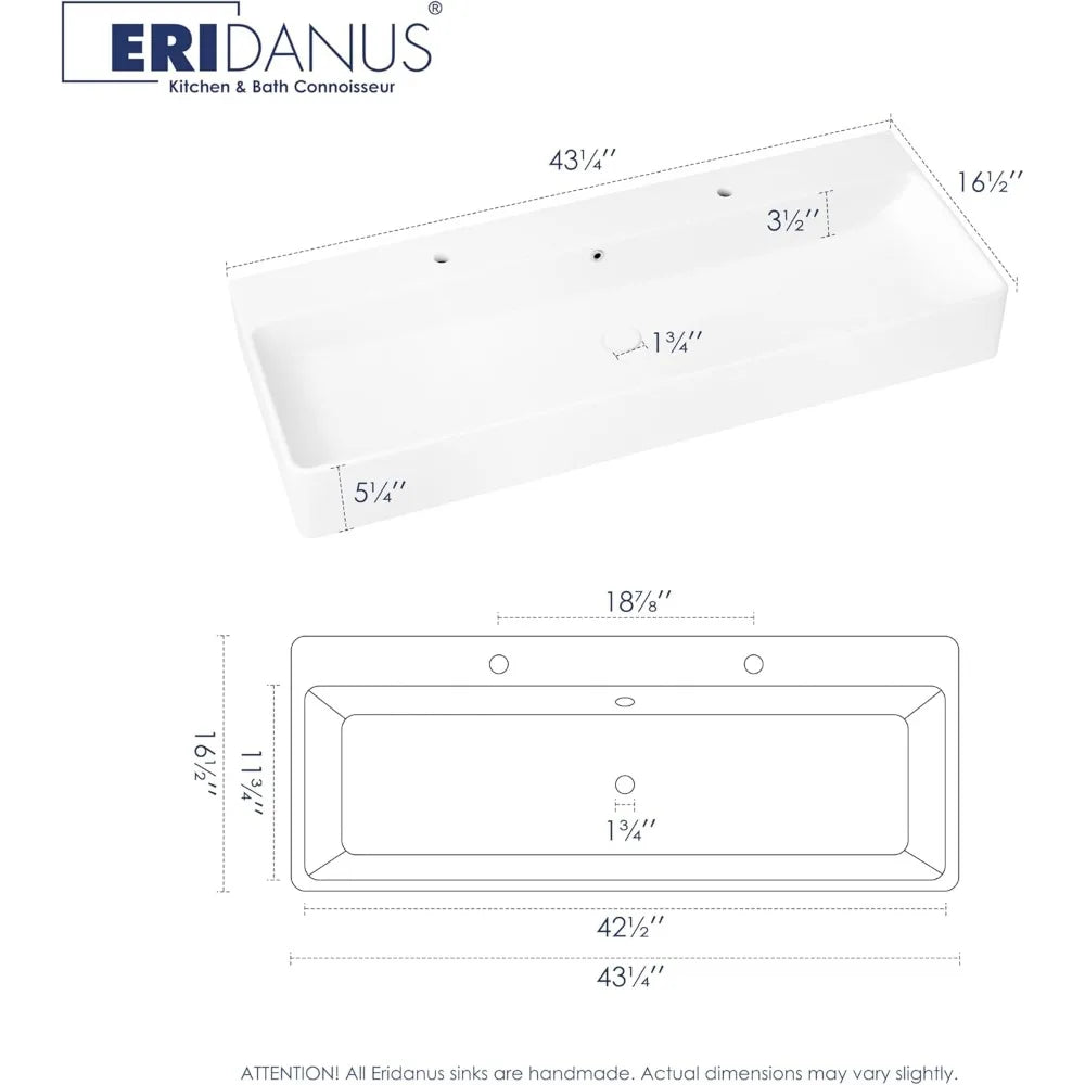 Ceramic Rectangular Floating Wall Mount Vessel Sink