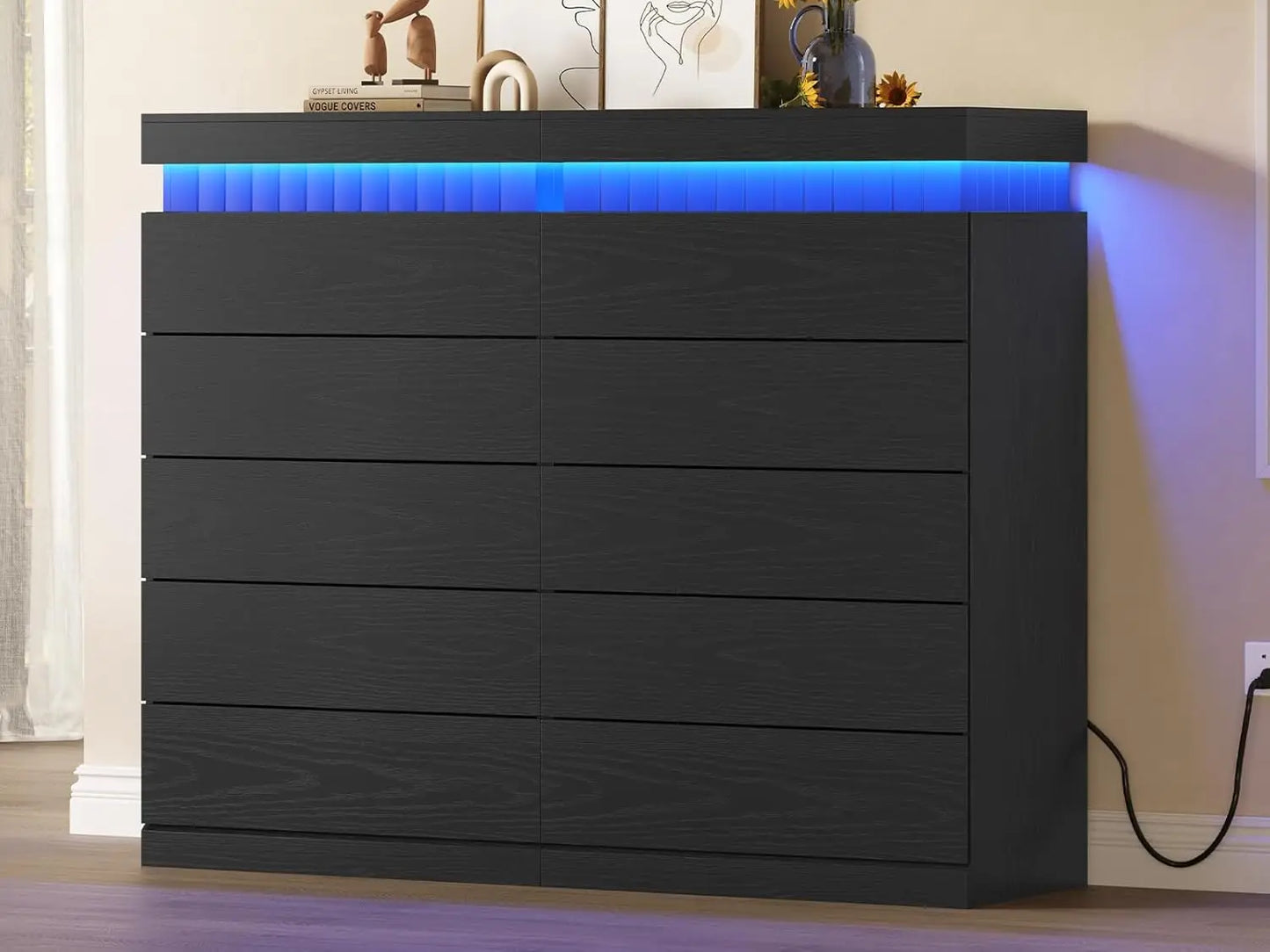 Sliding Top LED Power Outlet with Wood Chest