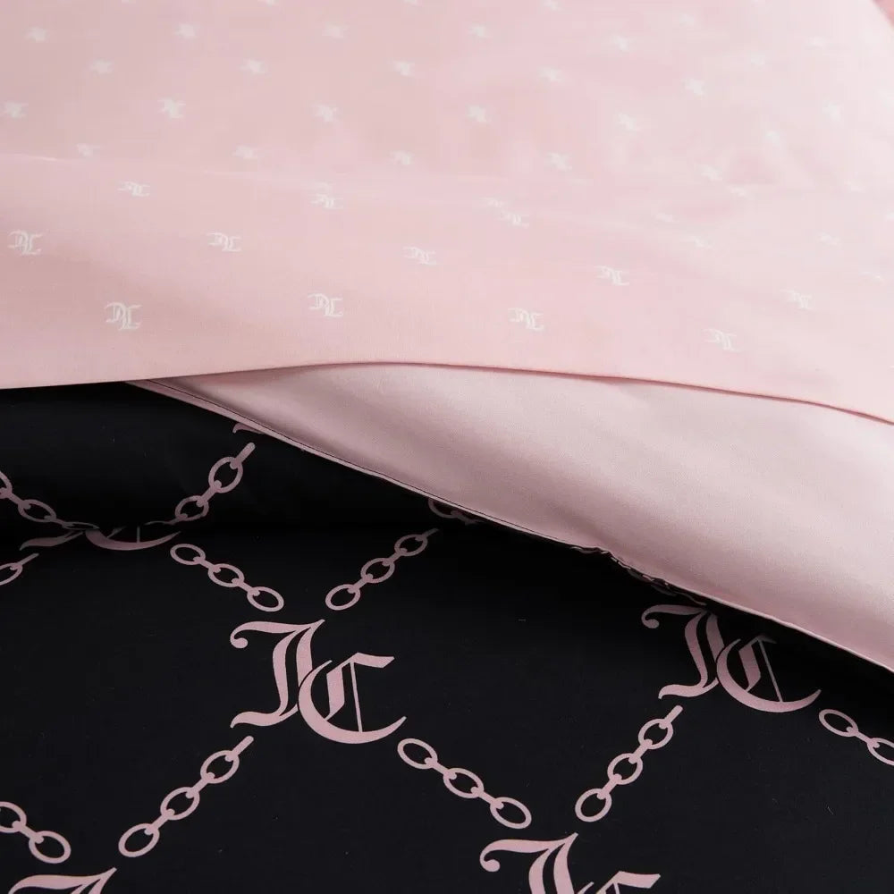 Couture Black Logo Queen Comforter Set - Bedding Ensemble