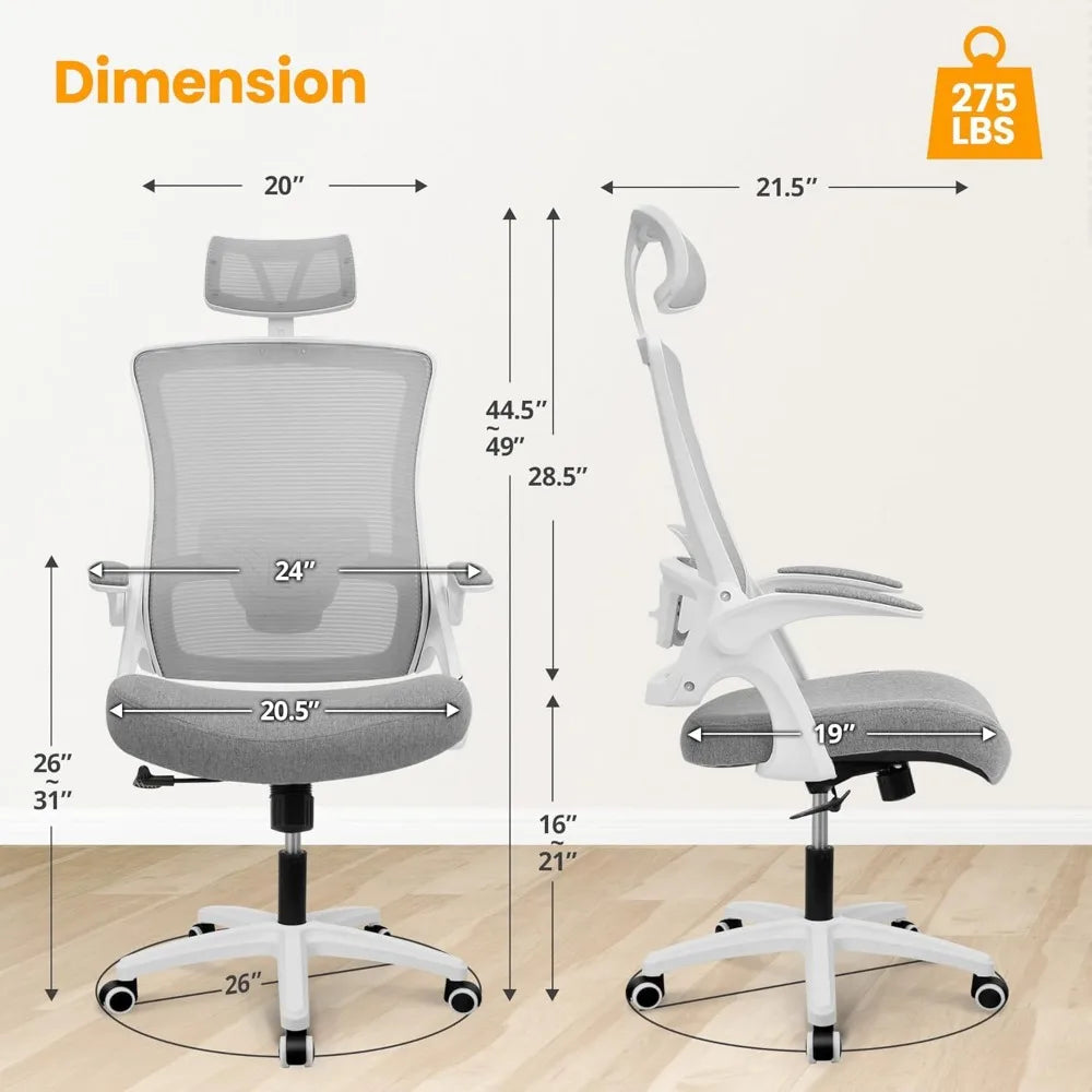 Ergonomic Adjustable Chair with a High Back Computer Comfy Task Office Chair