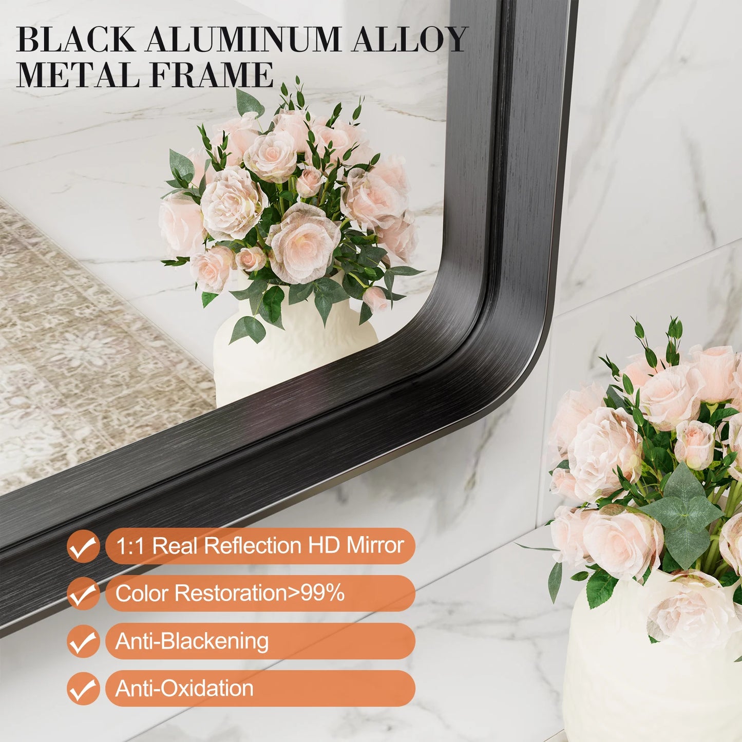 Vanity Rectangle Rounded Corner Tempered Glass