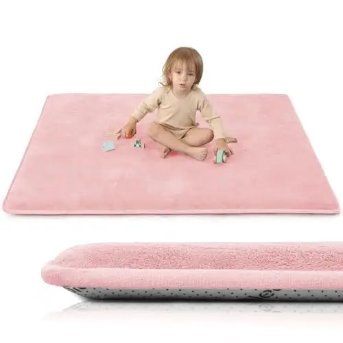 Large Solid Casual Non-slip Play Mat Coral Velvet Rug