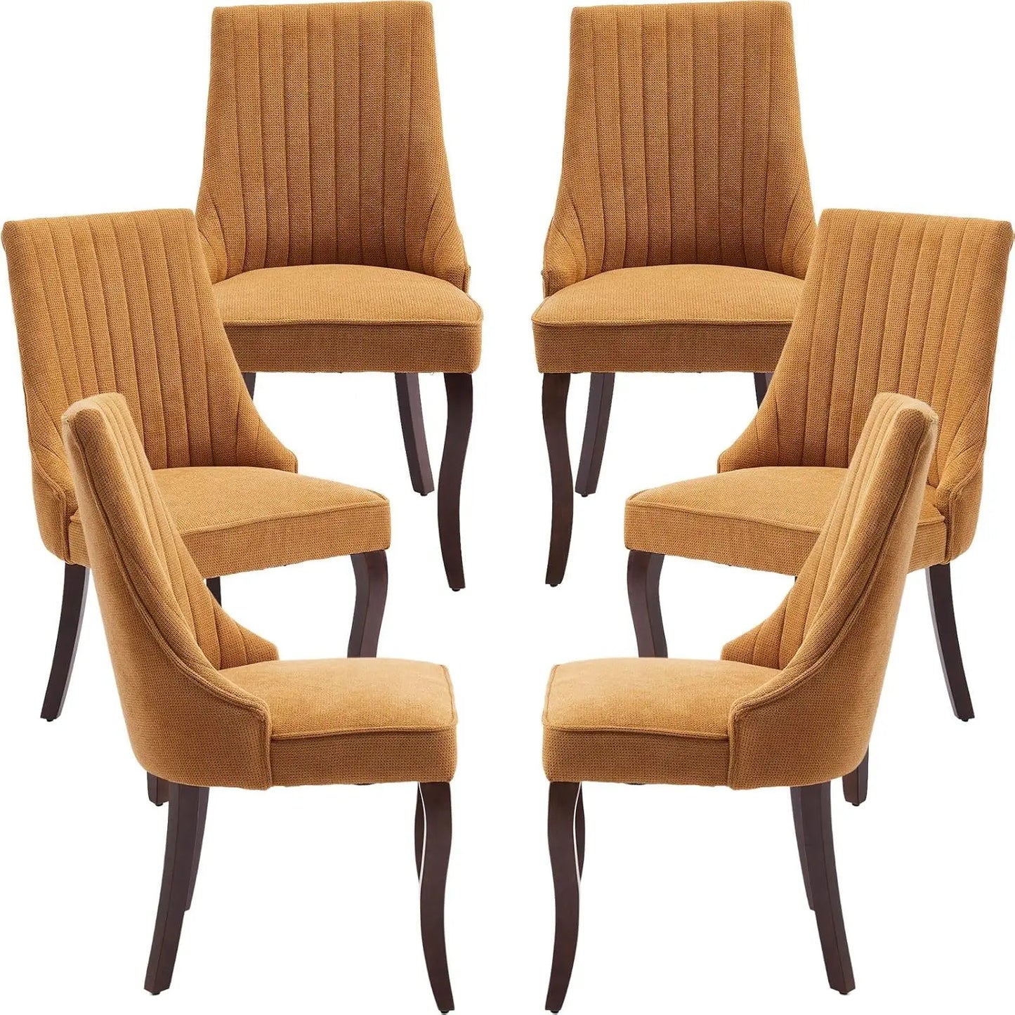 Velvet Upholstered Dining Chairs Set of 6 Mid Century