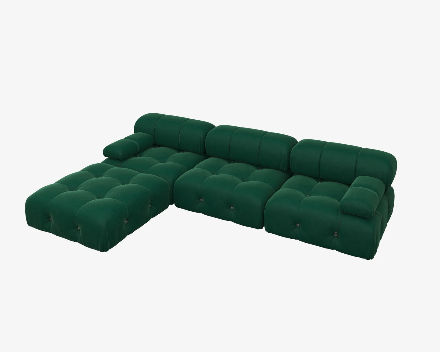 Modern L-Shaped Velvet Couch with Reversible Ottoman