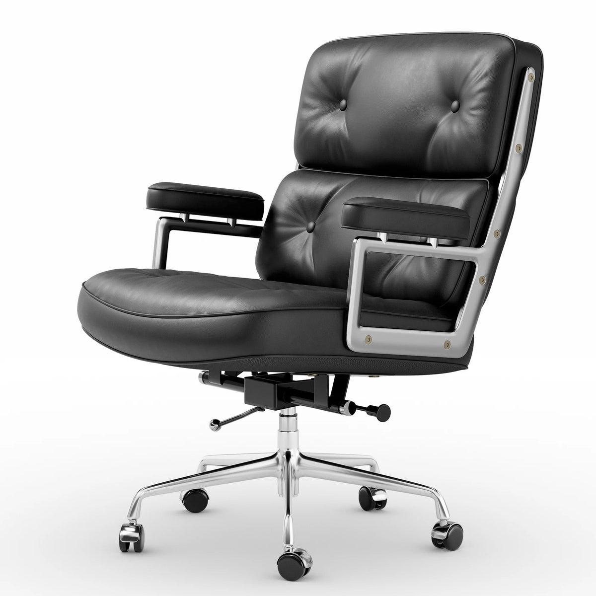 Genuine Leather with Aluminum Arms and Wheels for Support Rolling Swivel