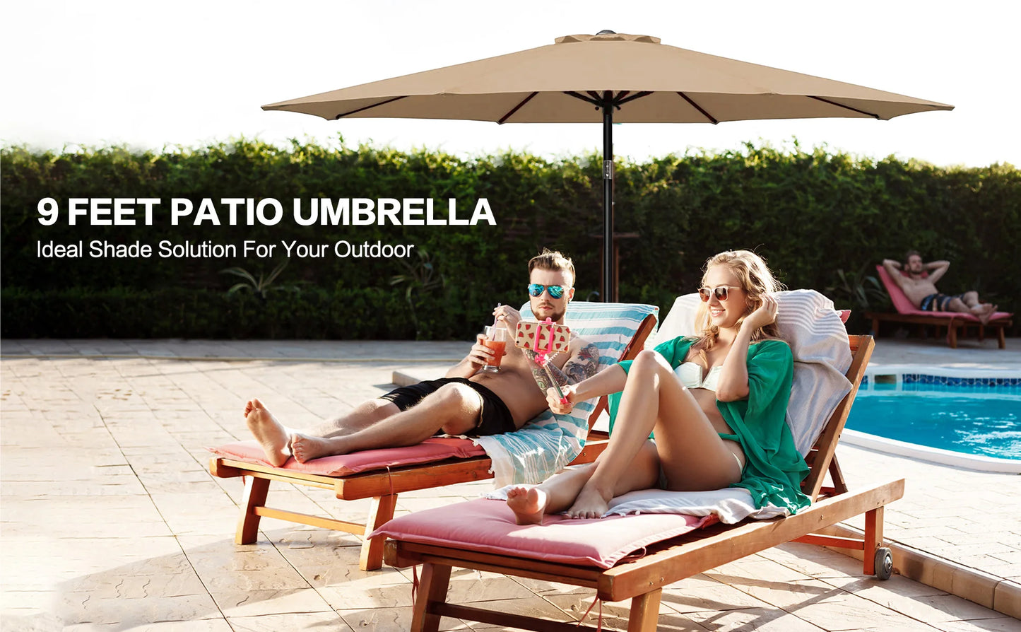 Patio Umbrella with, Push Button Tilt and Crank