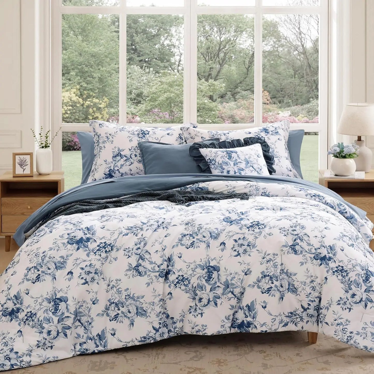 Comforter Set - Floral Blue Comforter Set for All Seasons