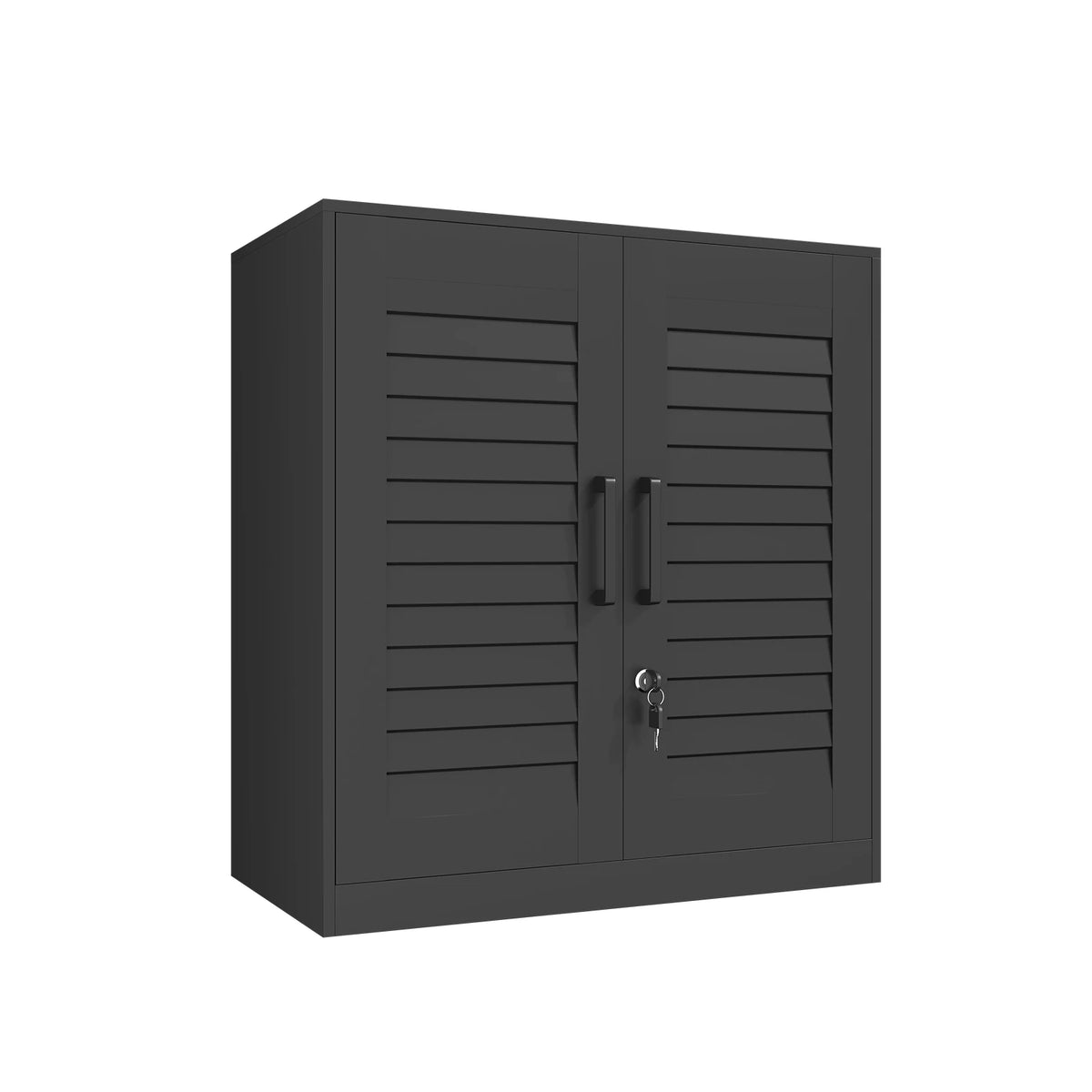 Louvered Metal Storage Cupboard With Adjustable Shelf