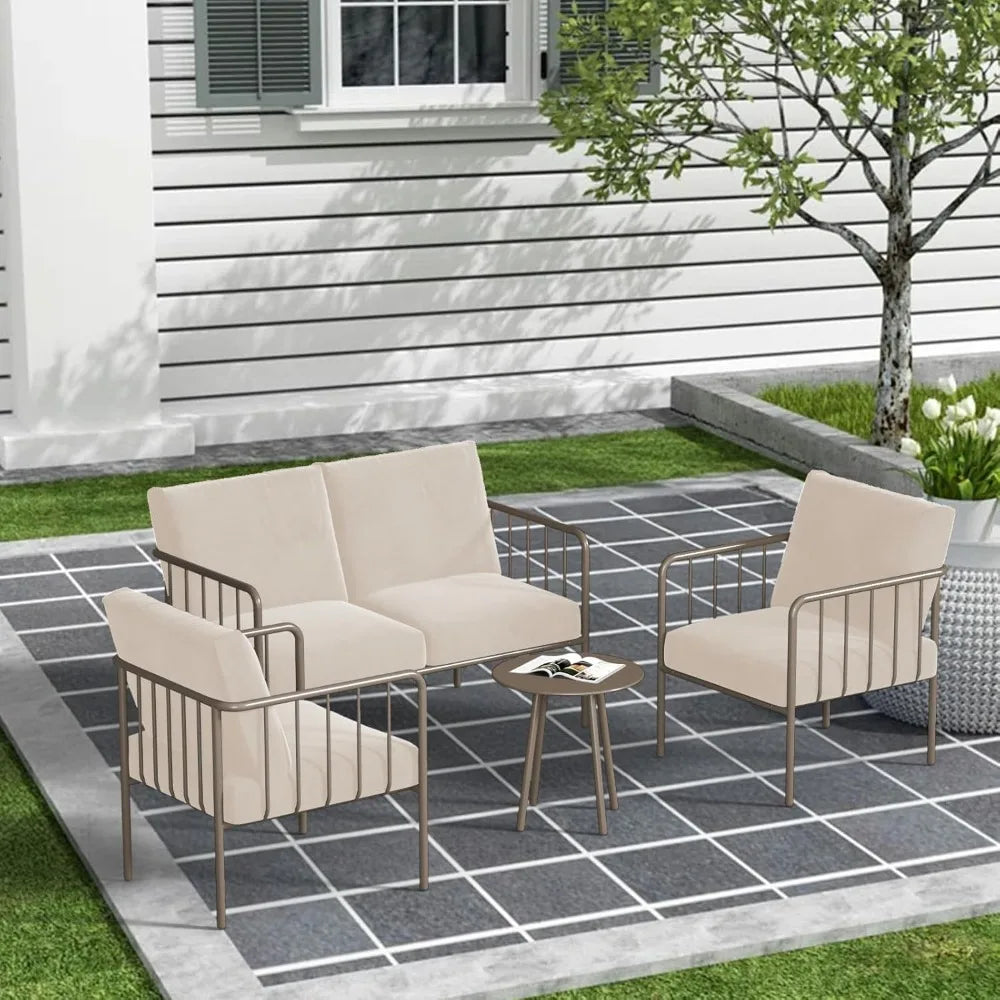 Patio Furniture Set with Armchairs and Coffee Table
