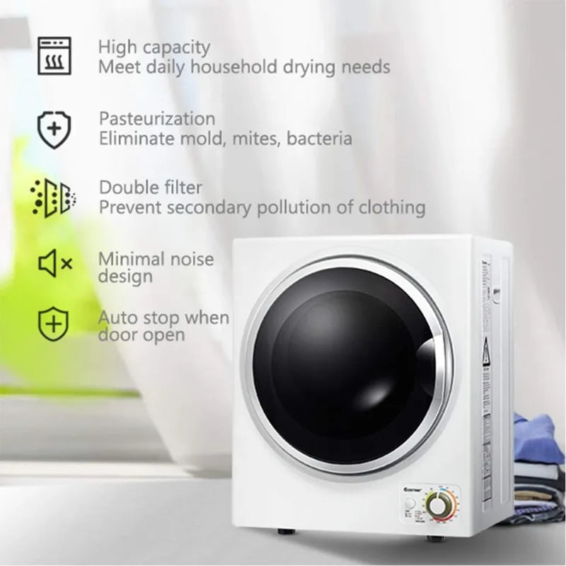 Potable Clothes Dryer w/4 Automatic Drying Mode Stainless Steel
