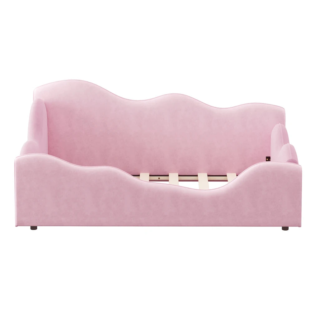 2-in-1 Daybed Design Upholstered Bed with Safety Guardrails