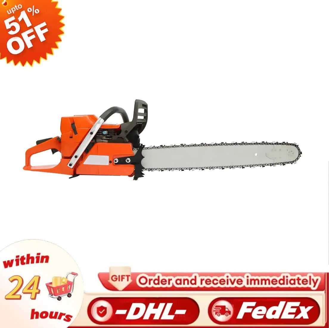 Gasoline Power Chain Saws with Crankcase Hand Pull Start For Cutting Wood