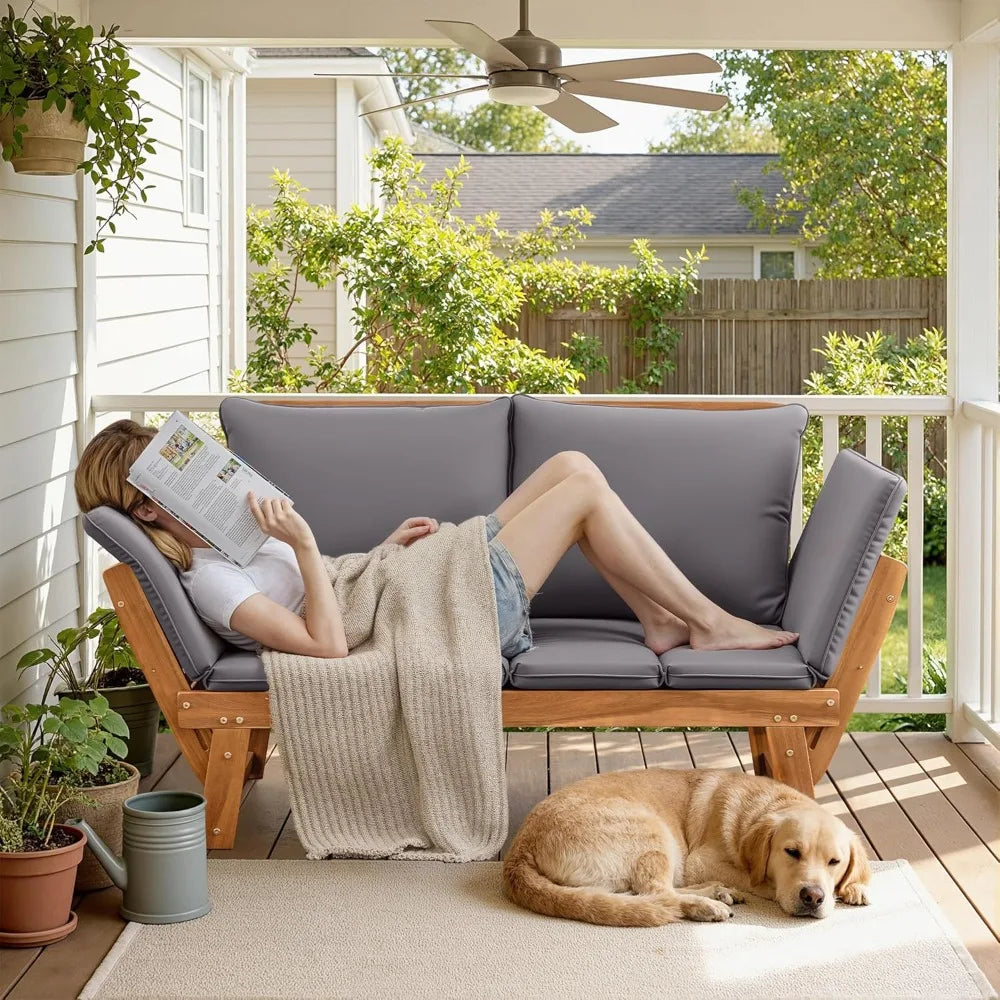 Adjustable Patio Sofa Loveseat with Cushions