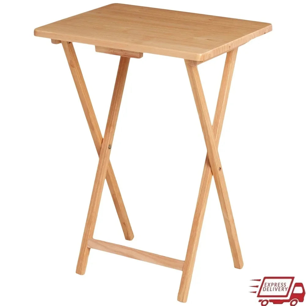 Portable Lightweight Solid Rubberwood Folding TV Tray Table