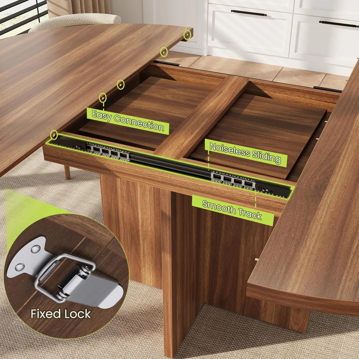 Modern Extendable Round to Oval Dining Table