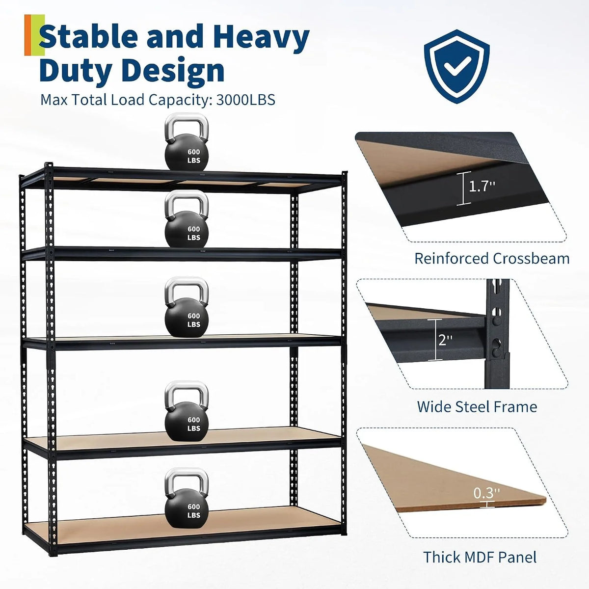 Heavy Duty Metal Storage Shelves Adjustable Boltless Rack