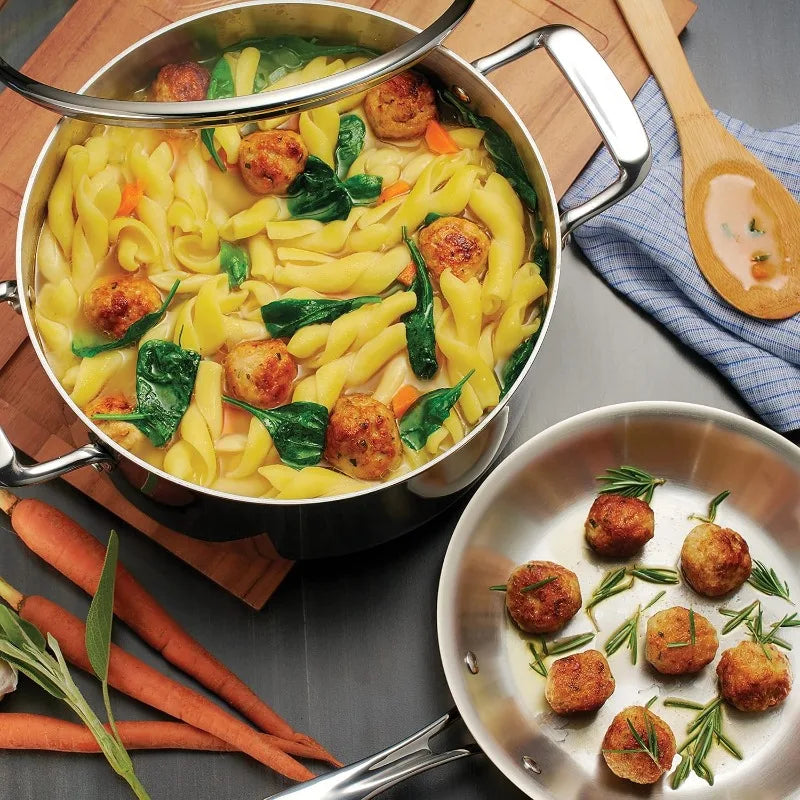 Cookware Set with Glass Lids, Pots and Pans