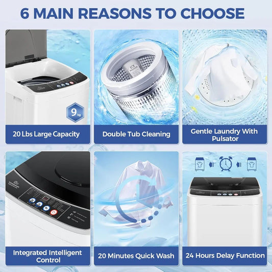 Portable Washing Machine and Dryer Combo with Drain Pump