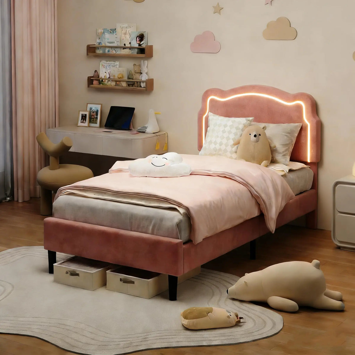 Upholstered Twin Platform Bed Frame