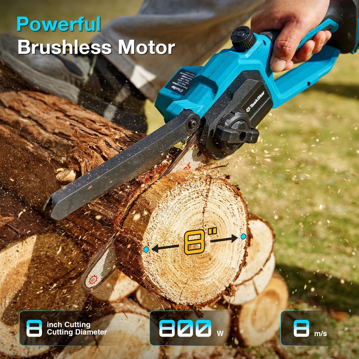 Electric Pole Saw, Cordless Chainsaw, Telescopic Pole, Pruning Tool, 2 4.0Ah Batteries