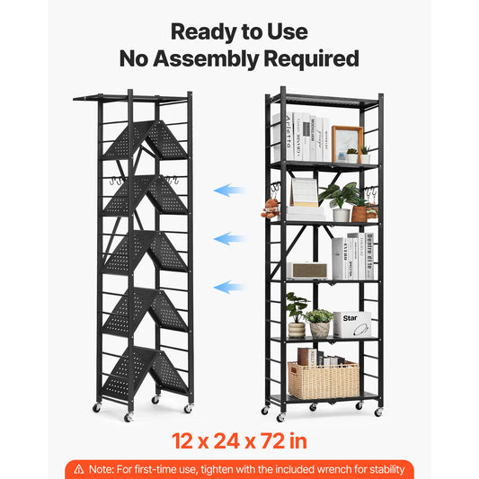 Foldable Metal Rack Storage Shelf with Wheels
