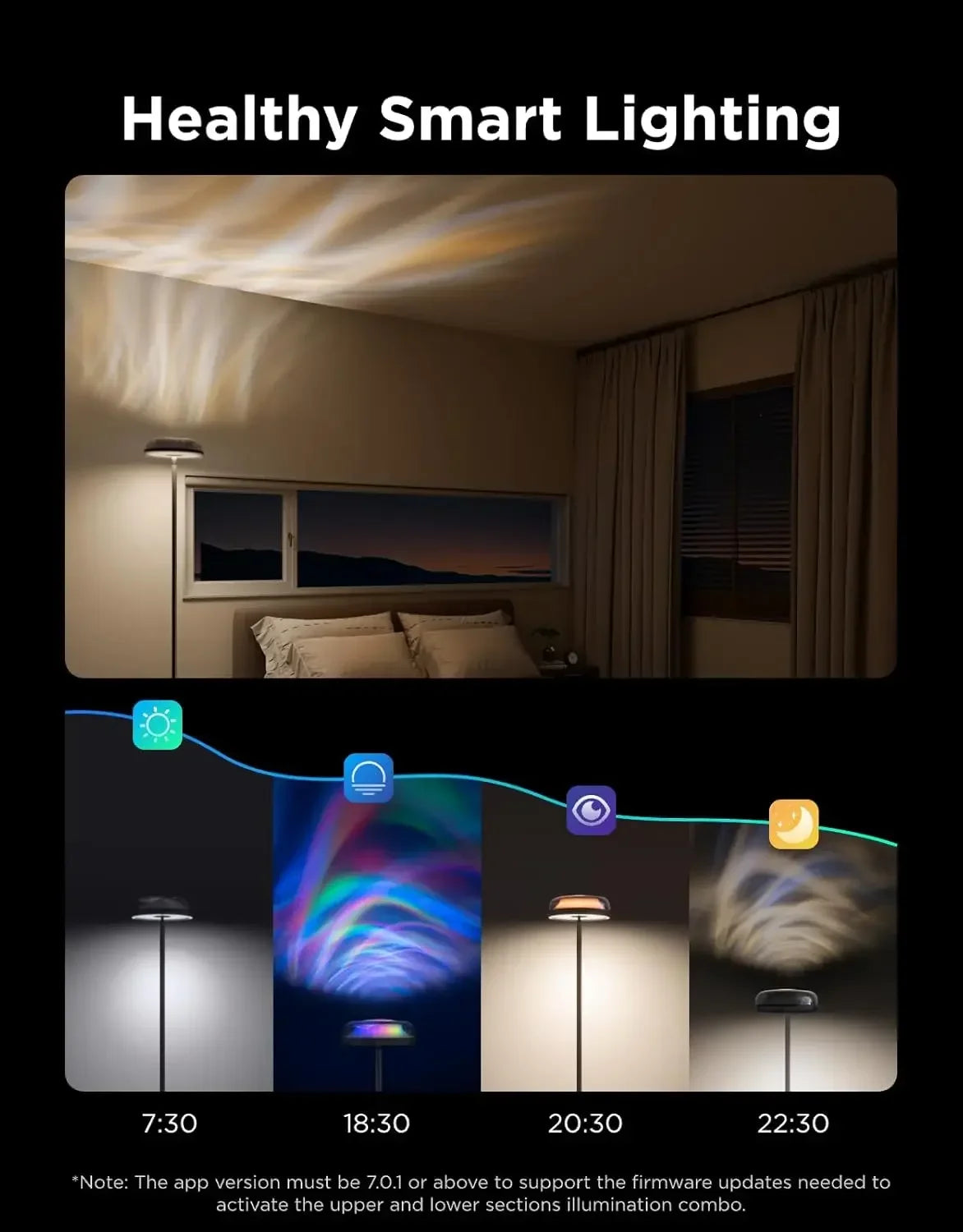 Uplighter Floor Lamp with RGBIC Ripple Projector