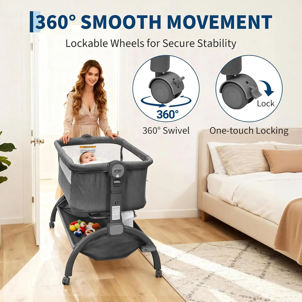2-in-1 Baby Cribs Multifunctional Bedside