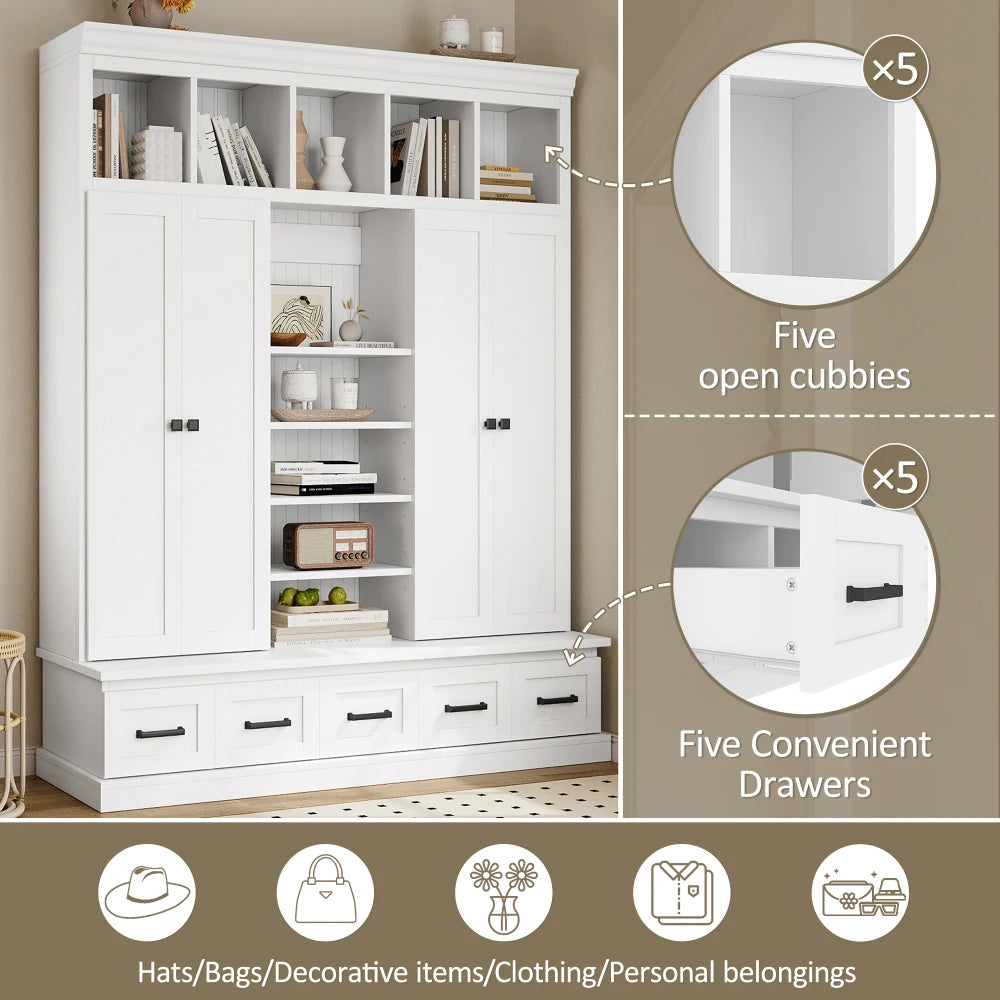 Hall Entryway Storage Organizer Cabinet with Bench