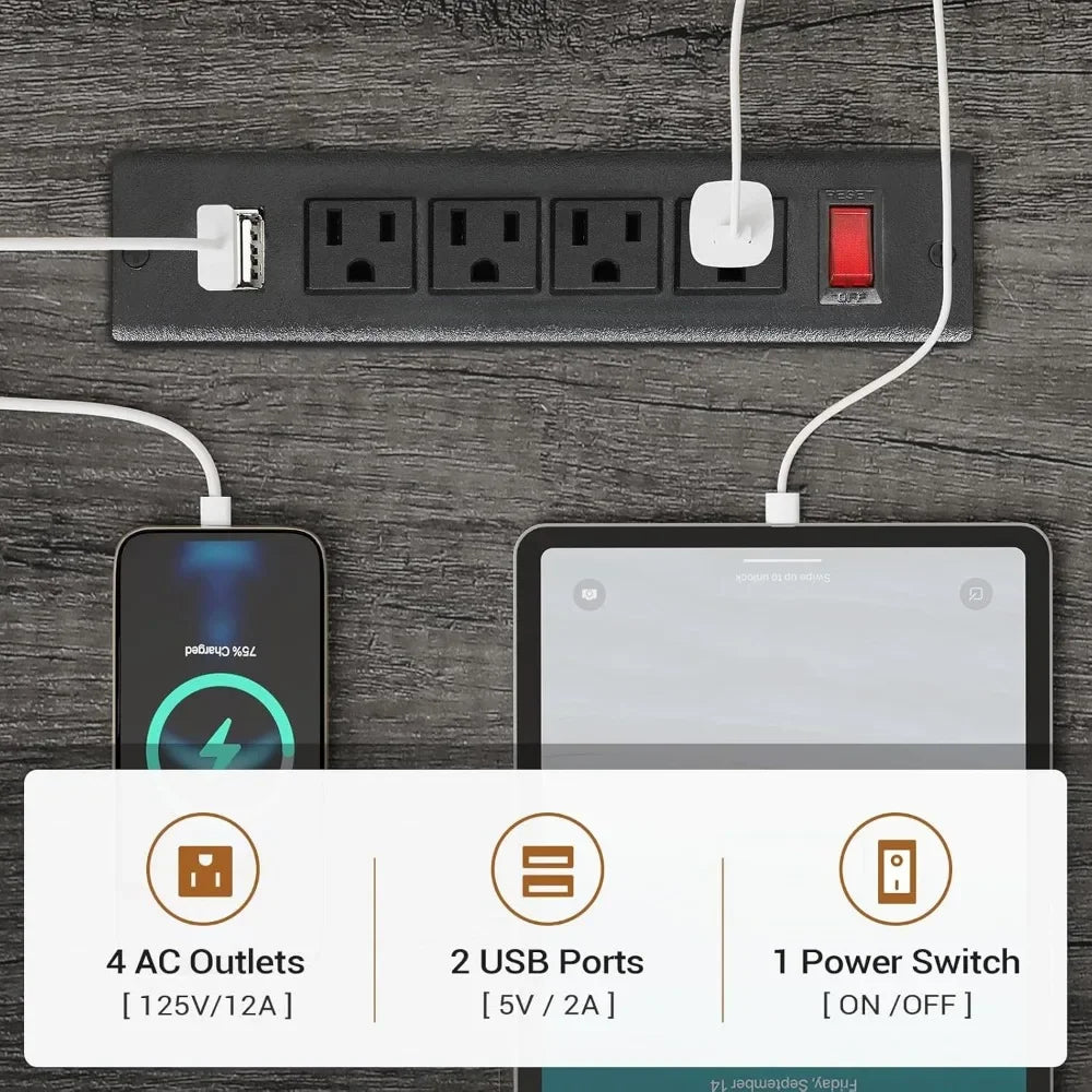 Corner Computer Desk - Reversible U Shaped with 3 Fabric Drawers and Power Outlet