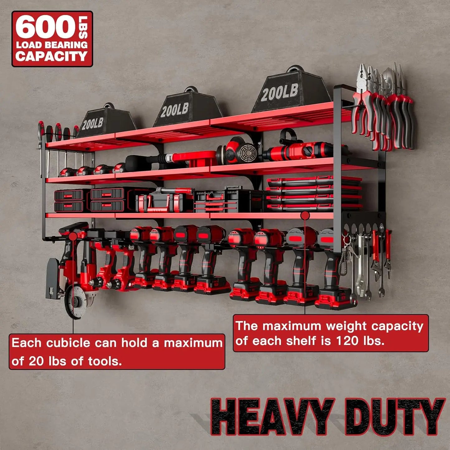 Heavy Duty Power Tool Organizer Wall Mount