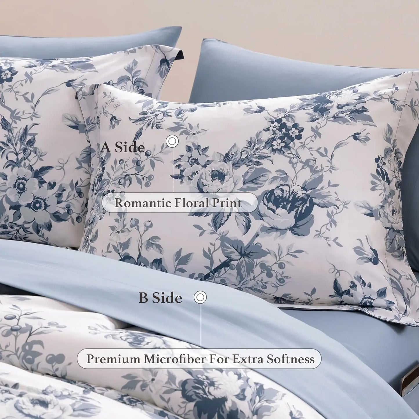Comforter Set - Floral Blue Comforter Set for All Seasons