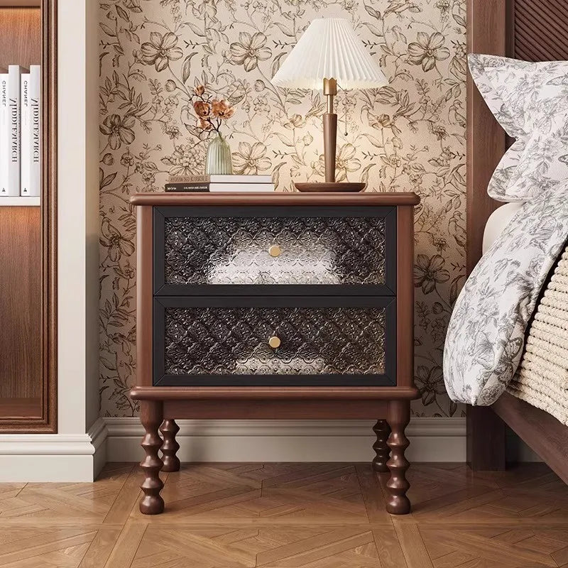 Modern Vintage Interior Bedside Table with Drawers
