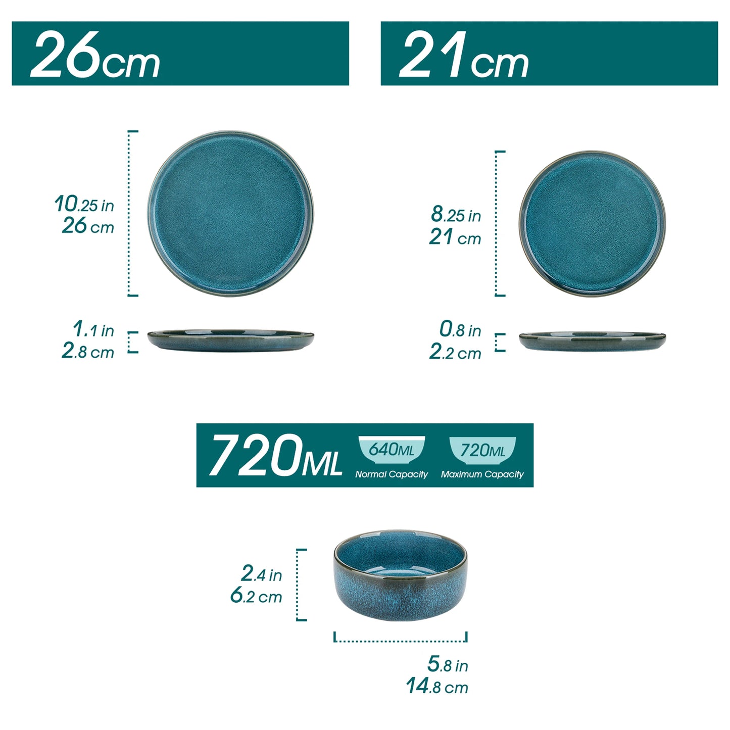 Reactive Glaze Vertical Edge Dinnerware Set