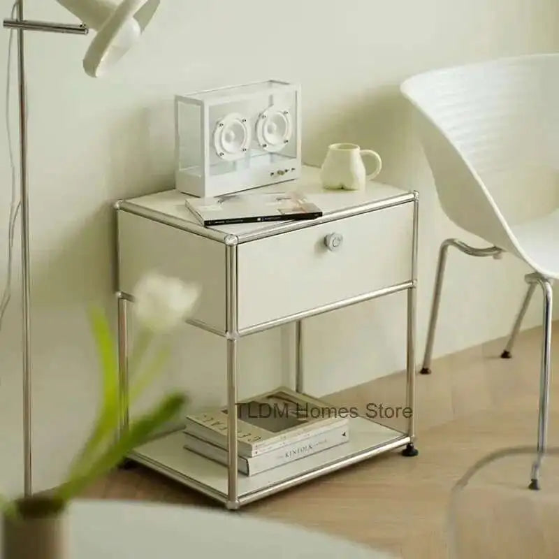 Modern Stainless Steel Medieval Nightstand Storage Nightstand