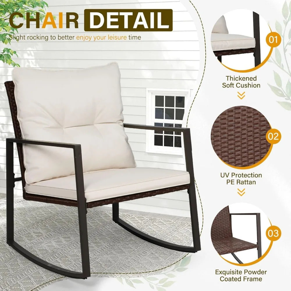 Patio Bistro Outdoor Rocking Chair Set