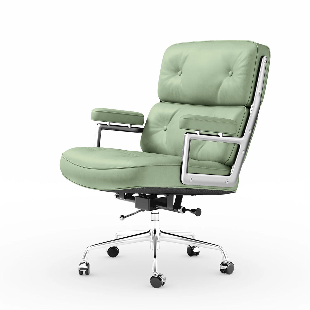 Genuine Leather with Aluminum Arms and Wheels for Support Rolling Swivel