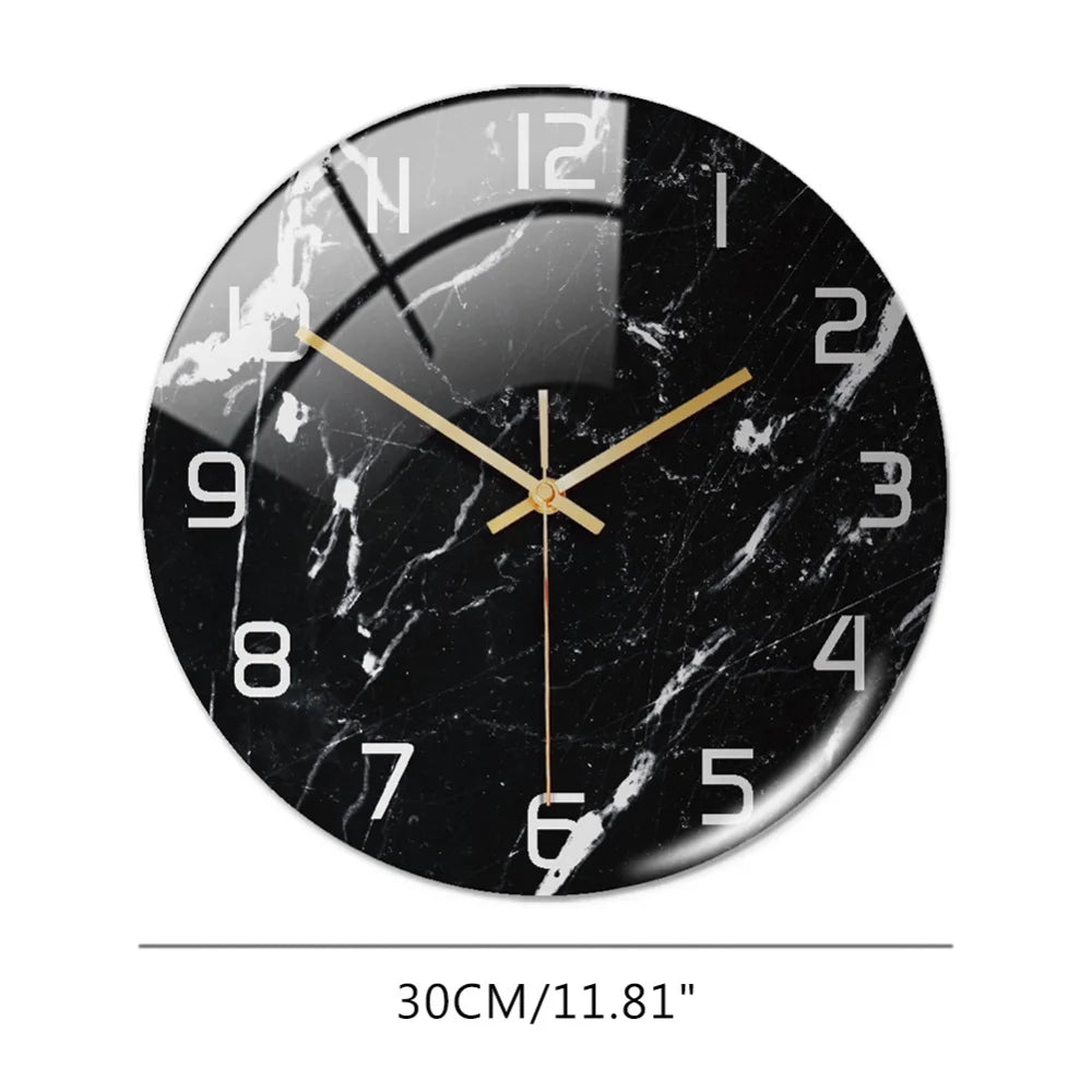 Luxury 3D Acrylic Marble Pattern Wall Adhesive Clock
