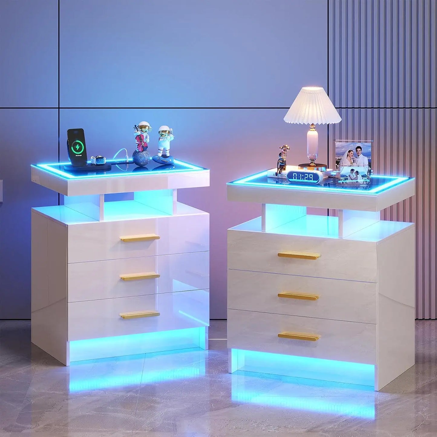 LED High Gloss Nightstand