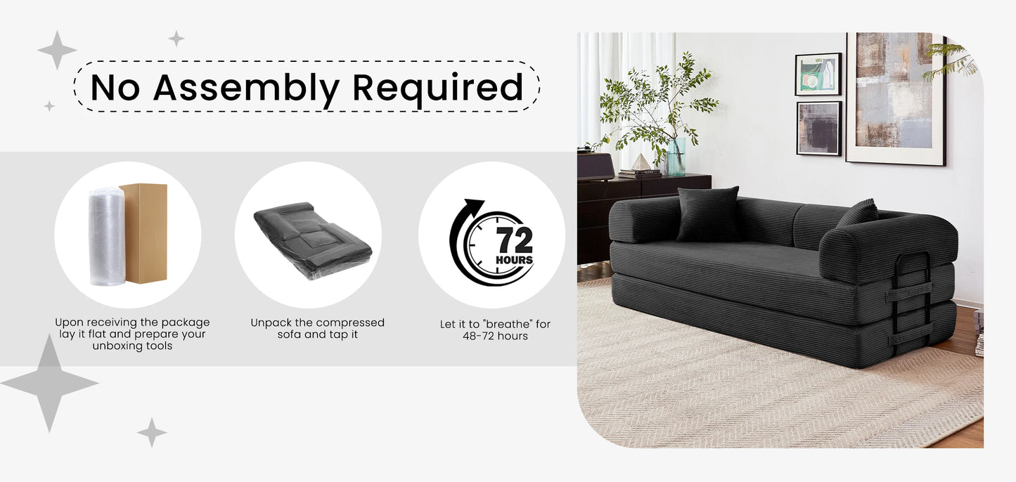 Boneless Couch Foldable Convertible Futon Sleeper Sofa Bed