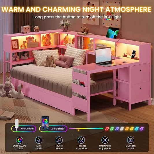 Twin Bed with Desk