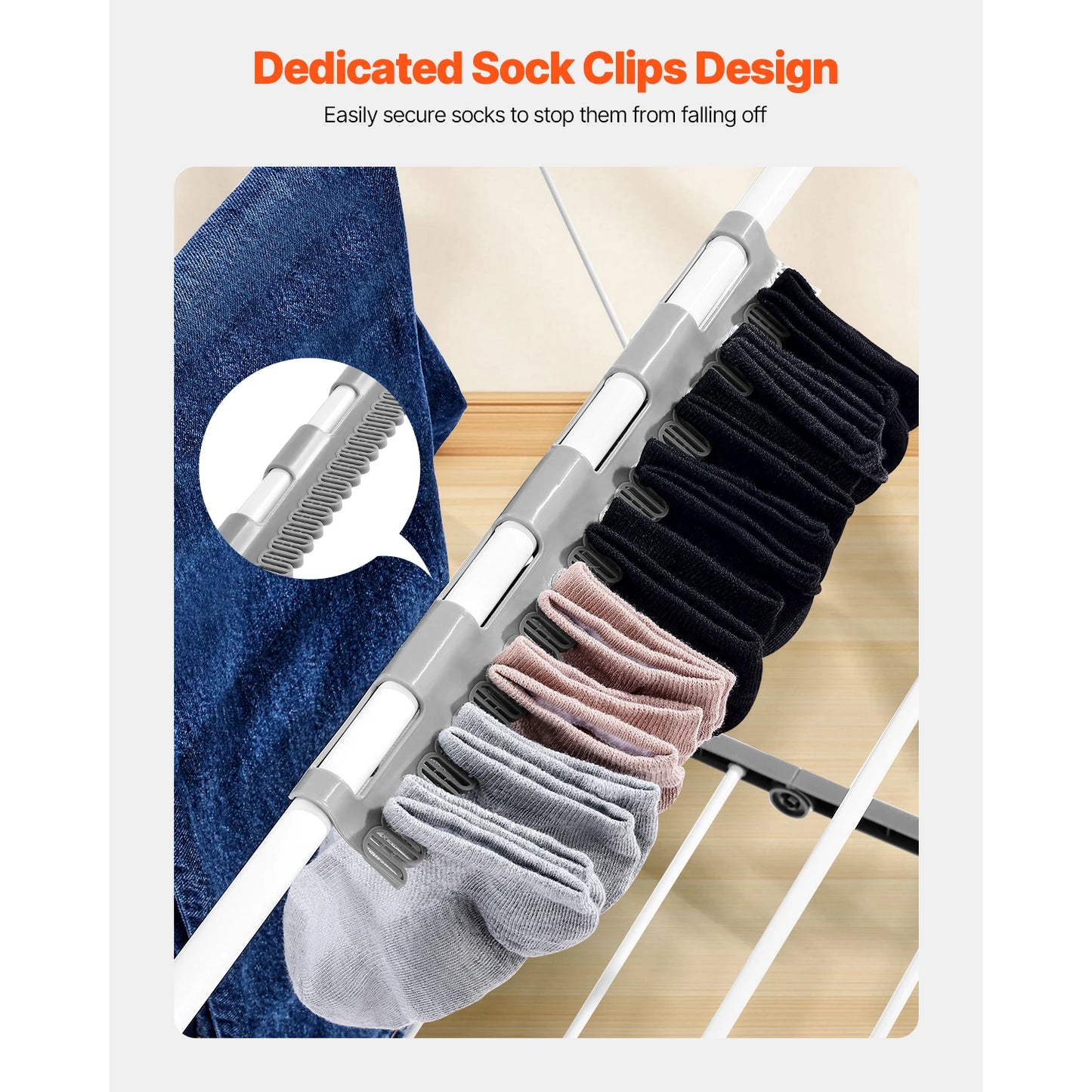 Foldable Laundry Dryer Rack with Sock Clips