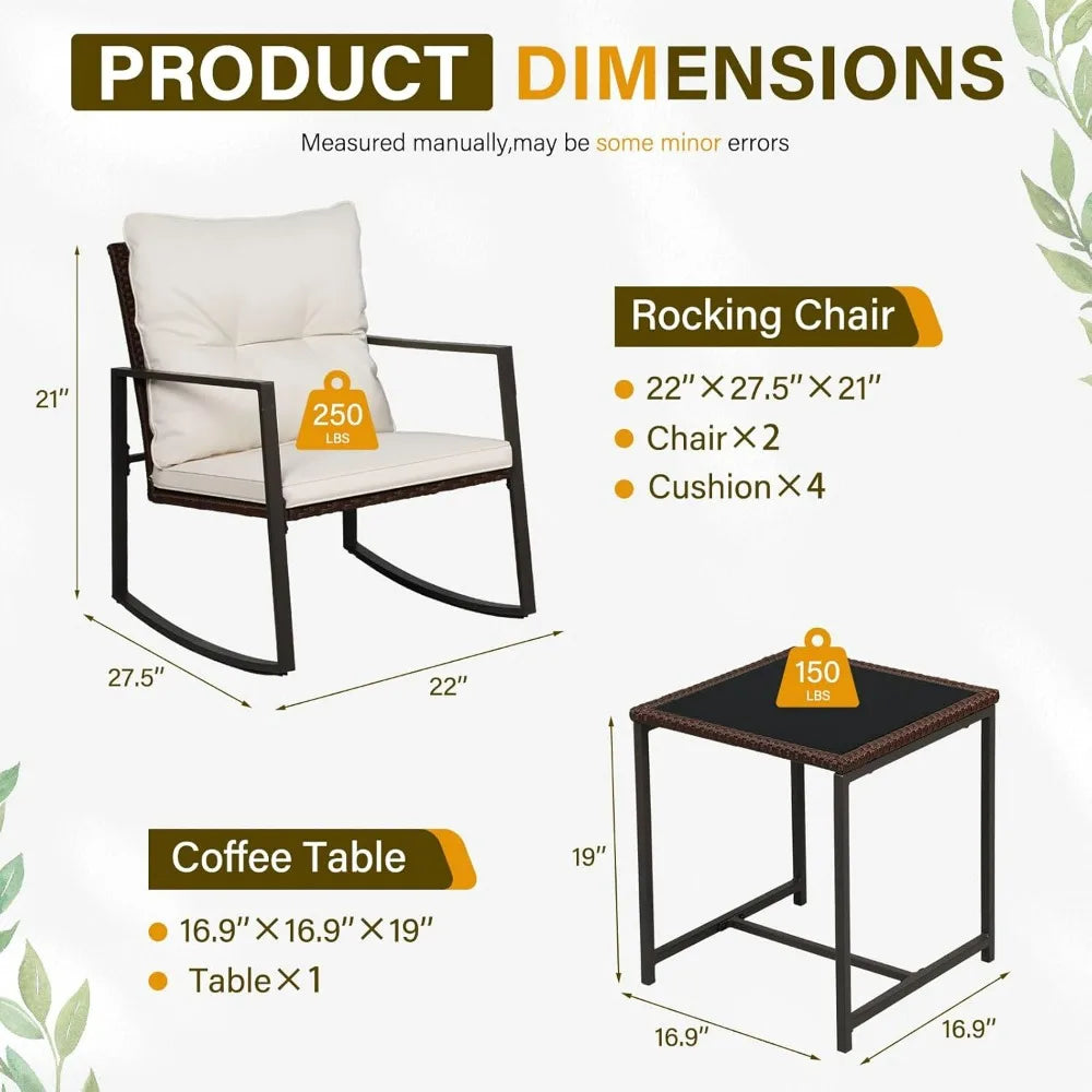 Patio Bistro Outdoor Rocking Chair Set