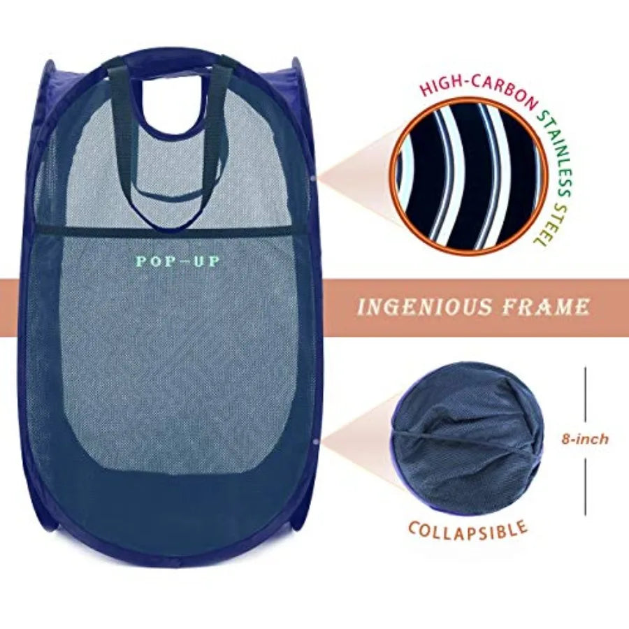 Strong Mesh Pop Up, Collapsible Steel Frame with Double‑Stitched Handles and Side Pocket