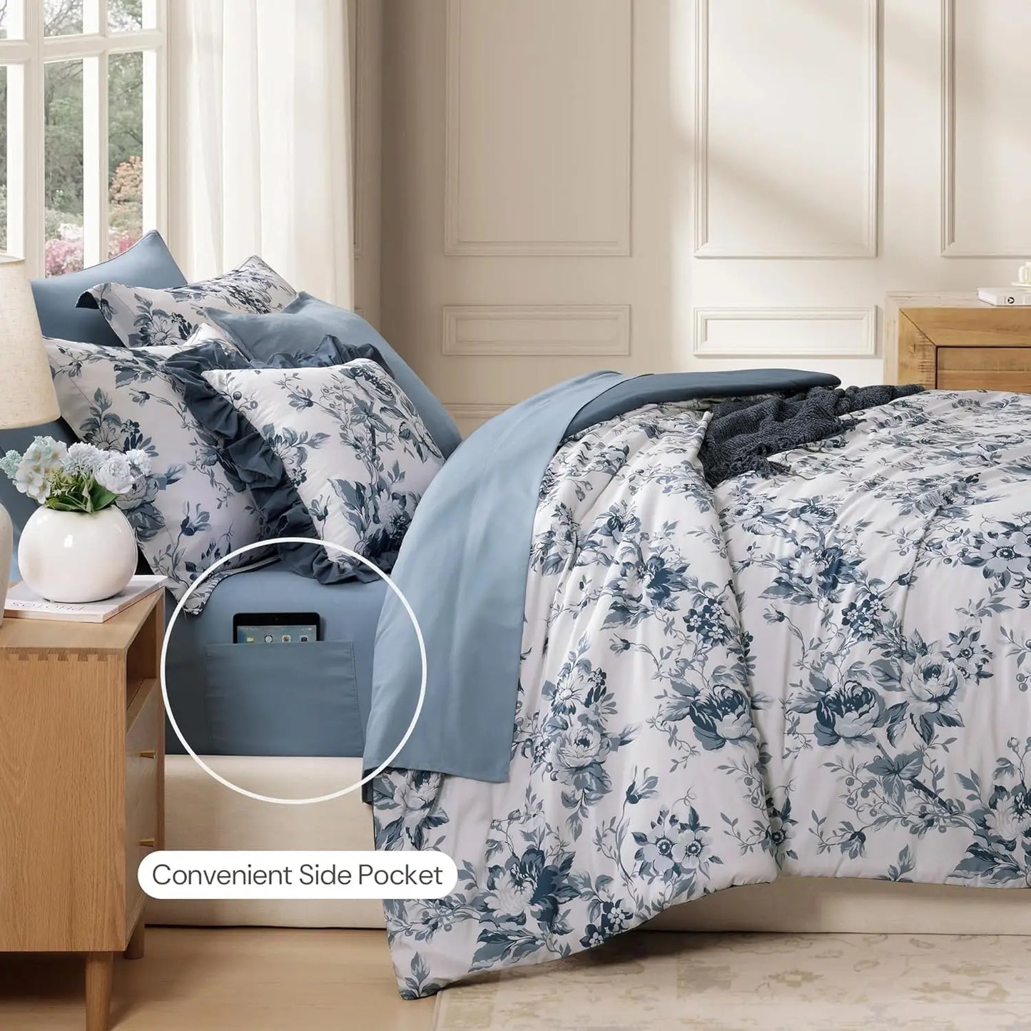 Comforter Set - Floral Blue Comforter Set for All Seasons