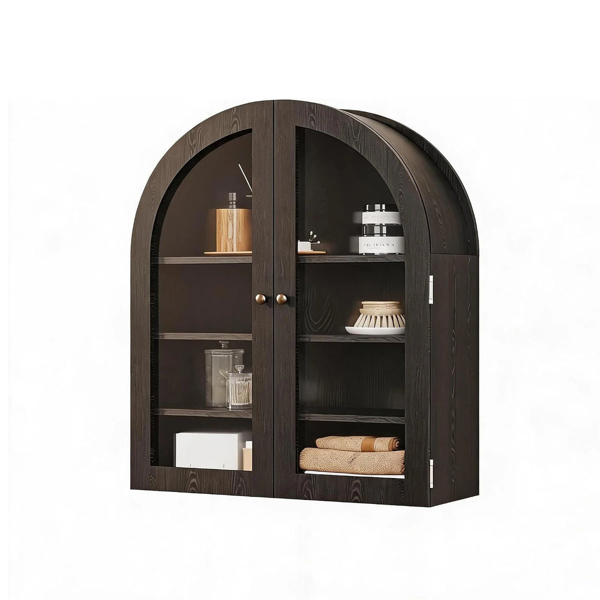 Arched Wall-Mounted Medicine Cabinet with Glass Doors