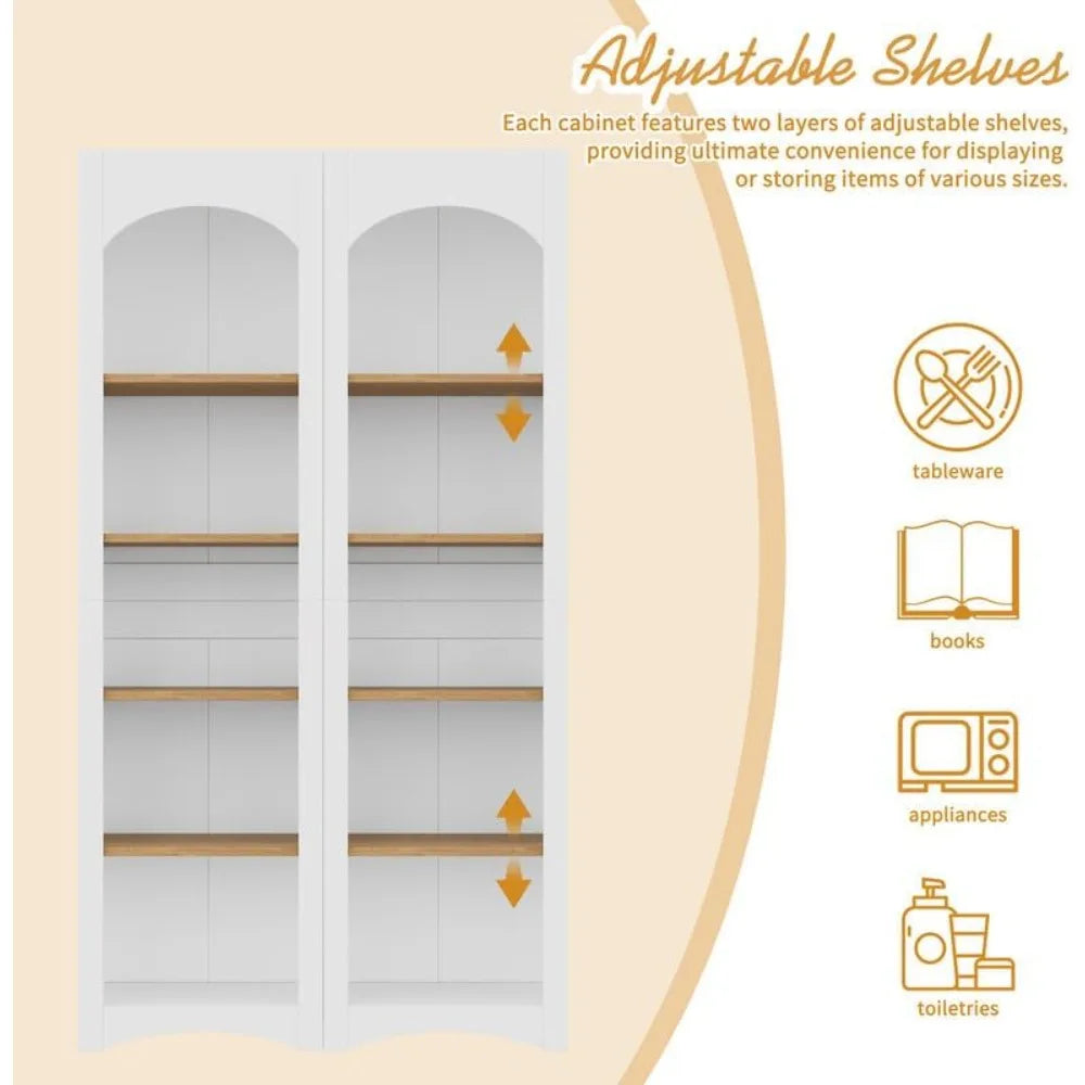 Bookcases Set of 2 - Storage Cabinet with Adjustable Shelves